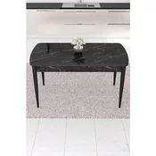 Hanah Home trpezarijski sto Nef, 114 × 70 cm, ploca u dekoru crnog mermera, crne noge