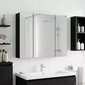 vidaXL Kopalniška ogledalna omara Črna Orehovina 60 x 14,5 x 50 cm