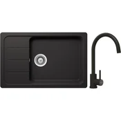 SCHOCK set pomivalno korito Formhaus D-100LS Nero in armatura Prima 533127S Black