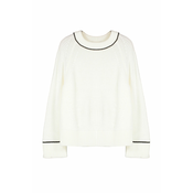 Trendyol Ecru Wide Fit Piping Detailed Knitwear Sweater