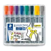 Marker za flipchart, mešani set, 2/2-5 mm, STAEDTLER Lumocolor 356, 8 različnih barv, 8 kosov