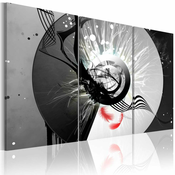 Slika - Metal circle &amp red feathers 90x60