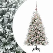 Vidaxl Umjetno božično drevo z okrasnimi kroglami 120 cm 150 LED