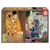 Puzzle El Beso + La Virgen Gustav Klimt Educa 2x1000 dielov + lepidlo Fix EDU18488