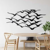 WallXpert metalni zidni ukras 5031, jato galebova u letu, 90 x 46 cm, crni