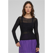 Womens long-sleeved mesh with an exposed seam, black