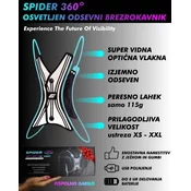 FREEMOVE Osvetljen odsevni jopič / brezrokavnik SPIDER 360, vidnost do 400 m, izjemna odsevnost, 7 različnih barv, USB polnjenje, prilagodljiva velikost XS-XXL, žep za telefon, za tek, kolo, e-skiro, sprehode