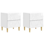 Nocni ormaric 2 pcs Bijela visokog sjaja 43 x 34,5 x 48 cm