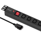 Qoltec PDU podaljšek z zaščito pred preobremenitvijo za 19 RACK | 1U | 10A | 8xIEC C13 | 2m