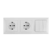 Aigostar - trostruki prekidac br. 3 i 2× SCHUKO uticnice 230 V sa ramom, bela