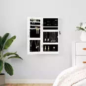 Vidaxl vidaXL Viseča omarica za nakit z ogledalom bela 30x8,5x67 cm