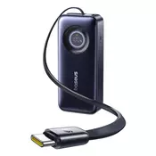 Baseus EnerCore CR11 power bank za brzo punjenje, 20.000 mAh, 67 W, s ugrađenim izvlačivim USB Type-C kabelom, crna E0027H00