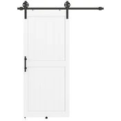 HOMCOM Drsna vrata zunanja stena 91.5x213.4cm, jekleno tirišče, izboljšan ročaj, kolesa, notranja vrata v industrijskem slogu, iz MDF in borovega lesa, nepremočljiva, za kuhinjo, kopalnico, dnevno sobo.