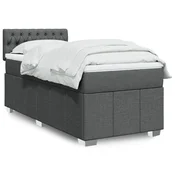 vidaXL Box spring postelja z vzmetnico temno siva 100x200 cm blago