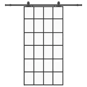 Vidaxl Drsna vrata z opremo črna 102x205 cm ESG steklo
