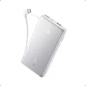 Anker Zolo Powerbank 10000 mAh, 22,5W z vgrajenim USB-C kablom, bel