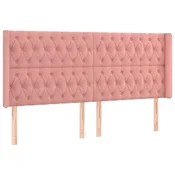 Vidaxl Vzglavje z ušesi roza 183x16x118/128 cm žamet