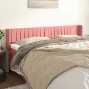 Vidaxl Vzglavje z ušesi roza 203x16x78/88 cm žamet