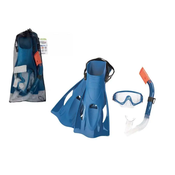 Šnorchlovací set - plutvy, okuliare, šnorchel (sivý/modrý)