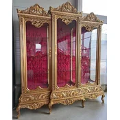 Casa Padrino baroque display cabinet gold/bordeaux red - Handmade solid wood showcase with 3 glass doors and rhinestones - Baroque furniture - Noble & magnificent