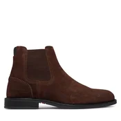 Gležnjarji Chelsea Tommy Hilfiger Corporate Dressy Suede Chelsea FM0FM05953 Rjava