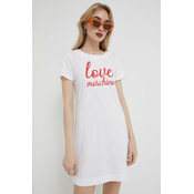 Pamučna haljina Love Moschino boja: bijela, mini, ravna