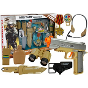 Military Kit with Accessories Gun Knife Binoculars Headphones Whistle Shortwave RadioGO – Kart na akumulator – (B-Stock) crveni