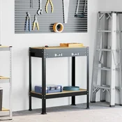 vidaXL Delovne klopi s predalom Črna 81 x 41 x 145 cm Konstruiran les
