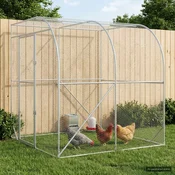 vidaXL Hiša za kokoši Srebrna 200 x 200 x 215 cm Pocinkano jeklo