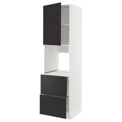 METOD / MAXIMERA Vis.el.pecn. s fiok/2front/2g.fioke, bela/Nickebo boja antracita, mat, 60x60x220 cm