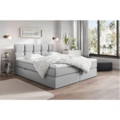 Livetastic POSTELJA Z VZMETNICO 200 cm  x 220 cm , les, tekstil, leseni material svetlo siva