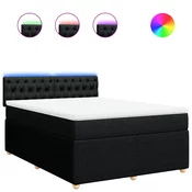 vidaXL vidaXL Box spring posteljni z vzmetnico črn 140x190 cm blago, (21306657)