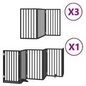 Vidaxl Ograda za pse z vrati zložljiva 15 panelov črna 750 cm les
