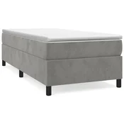 Vidaxl Posteljni okvir z vzmetmi svetlo siv 90x200 cm žamet