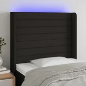 Vidaxl vidaXL Vzglavje postelje z LED diodo črno 83x16x118/128 cm blago