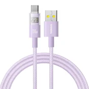 Punjac i podatkovni 100W USB-A na USB-C kabel Baseus Data Cable Display 2 - 1m - nebula purple