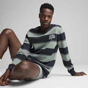 Mens Puma Class Striped Crew, Green, Size L, Clothing