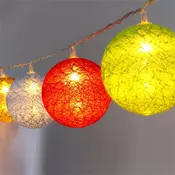 Iris Spherical 6 cm/šareno pleteno/3 m/smeđe-crveno-plavo-zeleno/20 LED lampica/USB lanac lampica, svjetlosna dekoracija 104-29