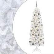 Vidaxl Umetno ozko božično drevesce z božično kroglico 180 cm 300 LED