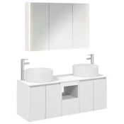 Vidaxl Komplet omaric za kopalnico 4 szt. Bela 103,5 x 15,5 x 70 cm