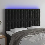 Vidaxl vidaXL Vzglavje postelje z LED diodo črno 144x5x118/128 cm žamet