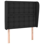 Vidaxl Vzglavje z ušesi črno 103x23x118/128 cm umetno usnje
