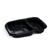 Menu posoda za mikrovalovno pečico (PP) ECONOMY 2-delna črna 240 x 210 mm 1100 ml [100 kos]