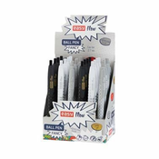 Spokey Kroglično pero Easy Fancy, modro polželezno polnilo, 0,7 mm, 24 kosov v pakiranju, sivo-belo-črno