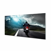 tulup.si Slika na akrilnem steklu Motorcycle gorska cesta človek nebo 125x50 cm 4 obešalnika