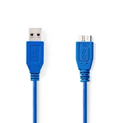 Nedis USB kabel | USB 3.2 Gen 1 | USB-A moški | USB Micro-B moški | 5 Gbps | Ponikljano | 5,00 m | Okrogla | PVC | Modra | Plastična vrečka