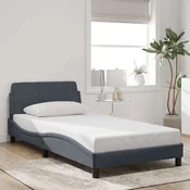 Greatstore Posteljni okvir z vzglavjem temno siv 100x200 cm žamet