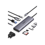 UGREEN CM498 10in1 adapter USB-C / 3xUSB-A 3.0, HDMI, VGA, RJ45, SD/TF, AUX3.5mm, PD
