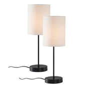 Bela/črna tekstilna namizna svetilka (višina 45 cm) Seth – Jotex