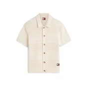 Tommy Jeans Pletena jopa Tommy Badge Woven Short Sleeve  kremna